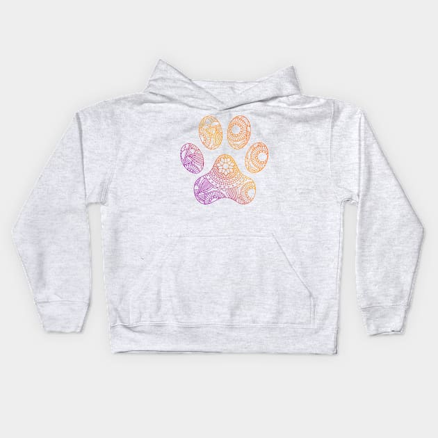 Cat Paw Mandala Kids Hoodie by DragonTees